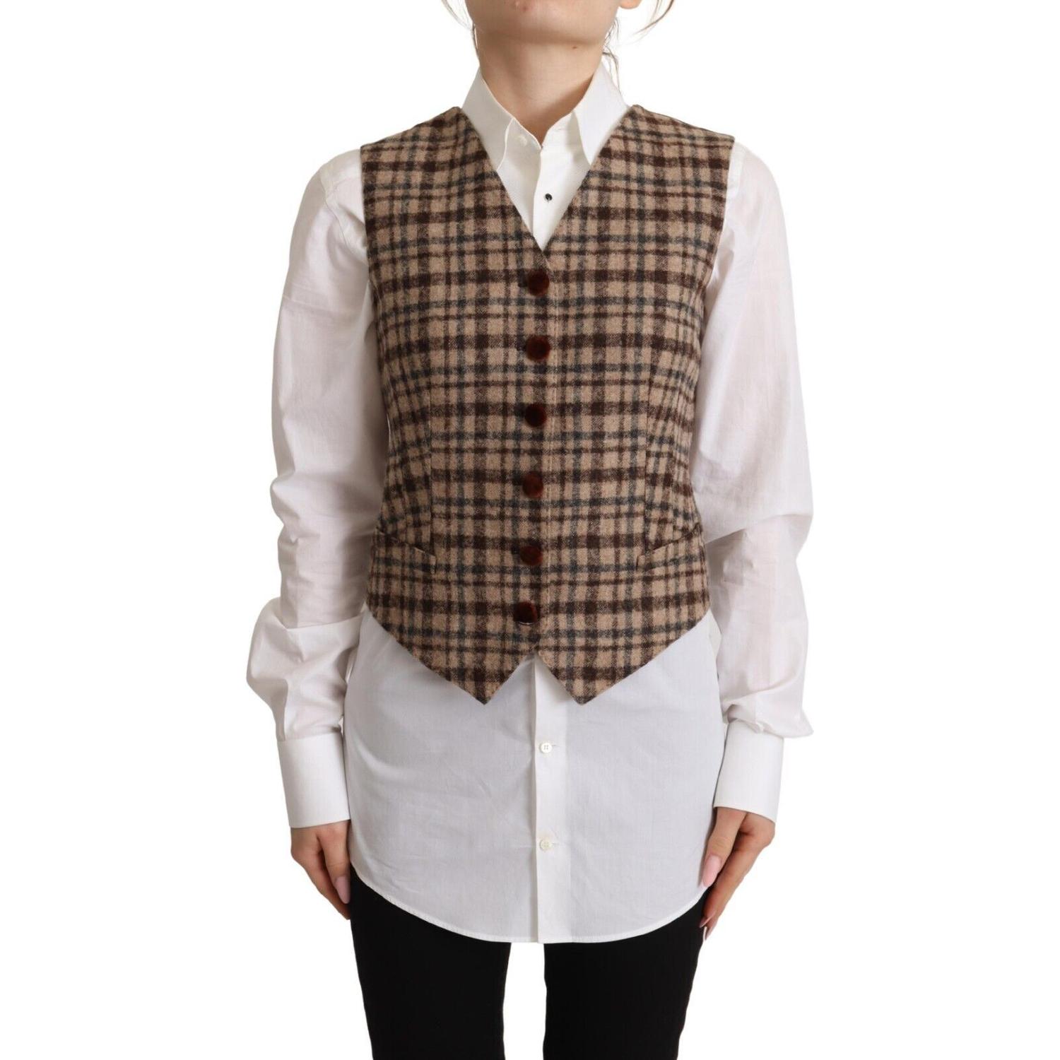 بلوزة دولتشي آند غابانا الأنيقة بدون أكمام بفتحة رقبة على شكل حرف V