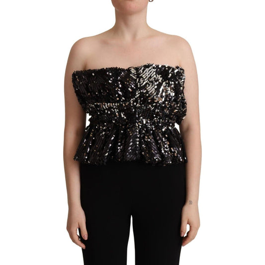 Aniye By Elegant Strapless Sequined Top Aniye By Black