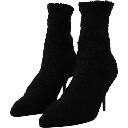 Dolce & Gabbana Black Stiletto Heels Mid Calf Women Boots