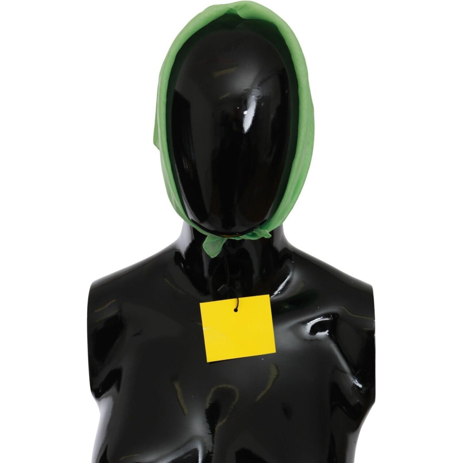 Versace Apple Green Linen Square Foulard Head Wrap Scarf