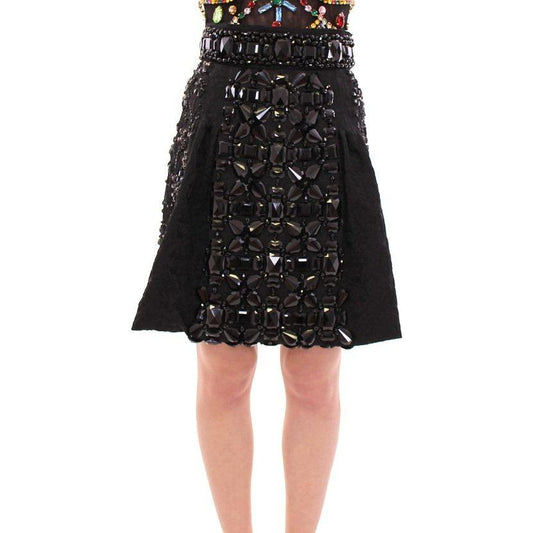 Dolce & Gabbana Black Crystal Embellished Masterpiece Skirt Dolce & Gabbana Tan