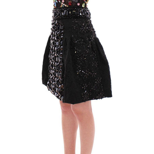 Dolce & Gabbana Black Crystal Embellished Masterpiece Skirt Dolce & Gabbana Tan