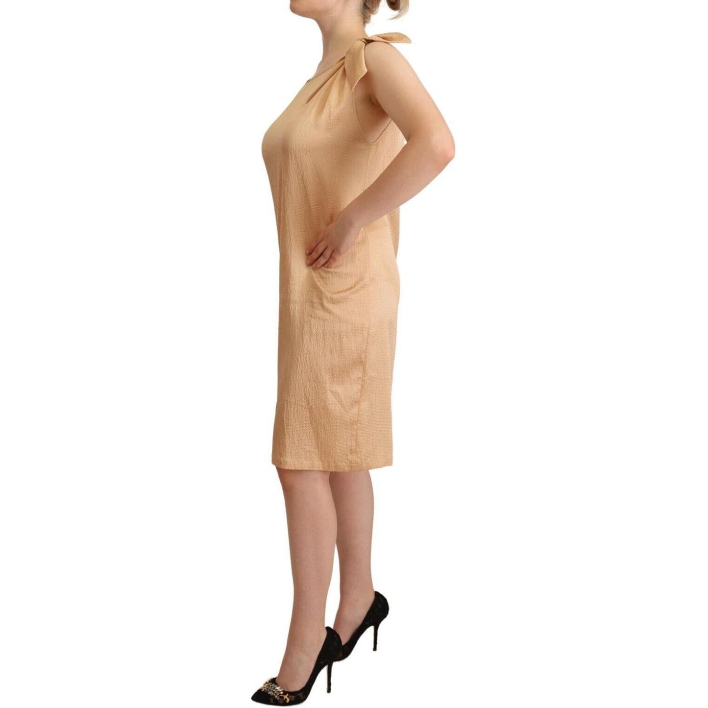 Moschino Beige One Sleeve Knee Length Shift Dress