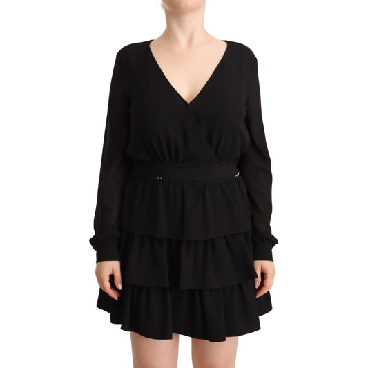 Liu Jo Elegant Black A-Line Mini Dress with Long Sleeves Liu Jo Tan