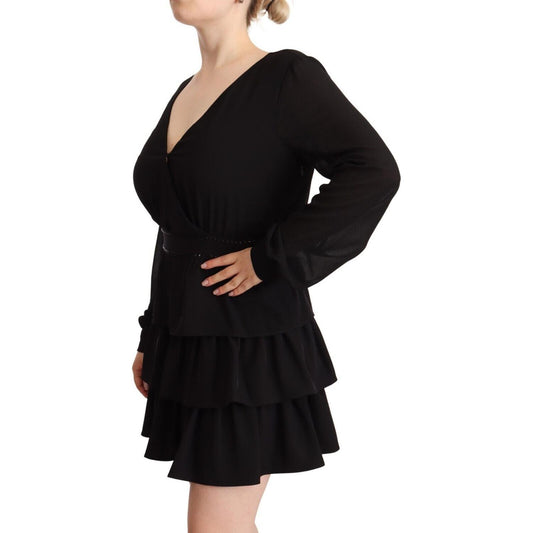 Liu Jo Elegant Black A-Line Mini Dress with Long Sleeves Liu Jo Tan