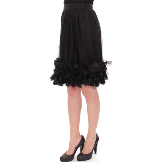 Dolce & Gabbana Elegant Silk Black Skirt for Evenings Dolce & Gabbana Black