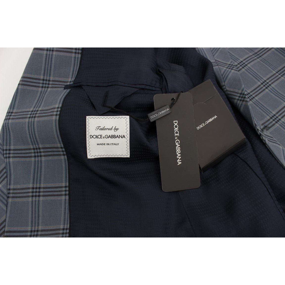 Dolce & Gabbana Blue Checkered Slim Fit Blazer Jacket