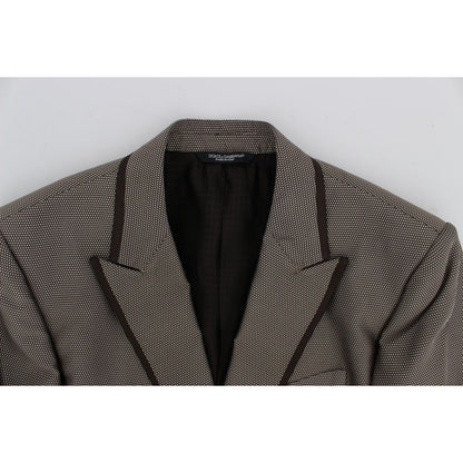 Dolce & Gabbana Brown Slim Fit Silk Two Button Blazer