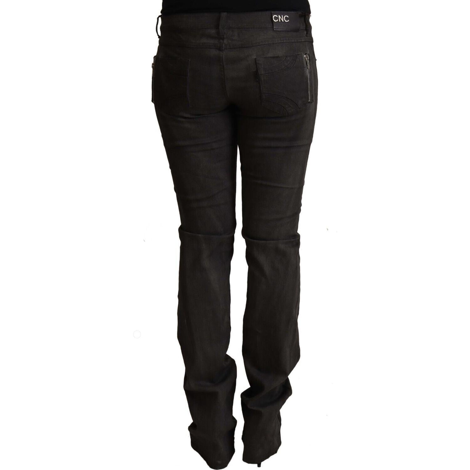 Costume National Black Cotton Mid Waist Skinny Pants