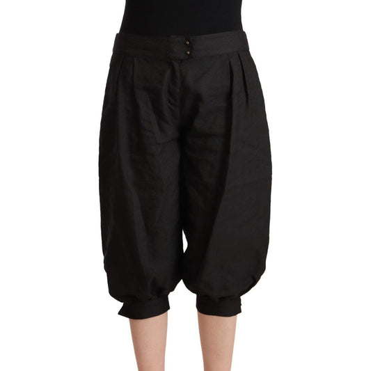 GF Ferre Chic Mid Waist Cropped Harem Pants GF Ferre Black