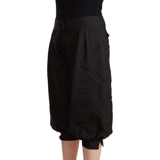 GF Ferre Chic Mid Waist Cropped Harem Pants GF Ferre Black