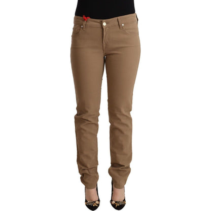 Jacob Cohen Brown Cotton Stretch Mid Waist Skinny Pants