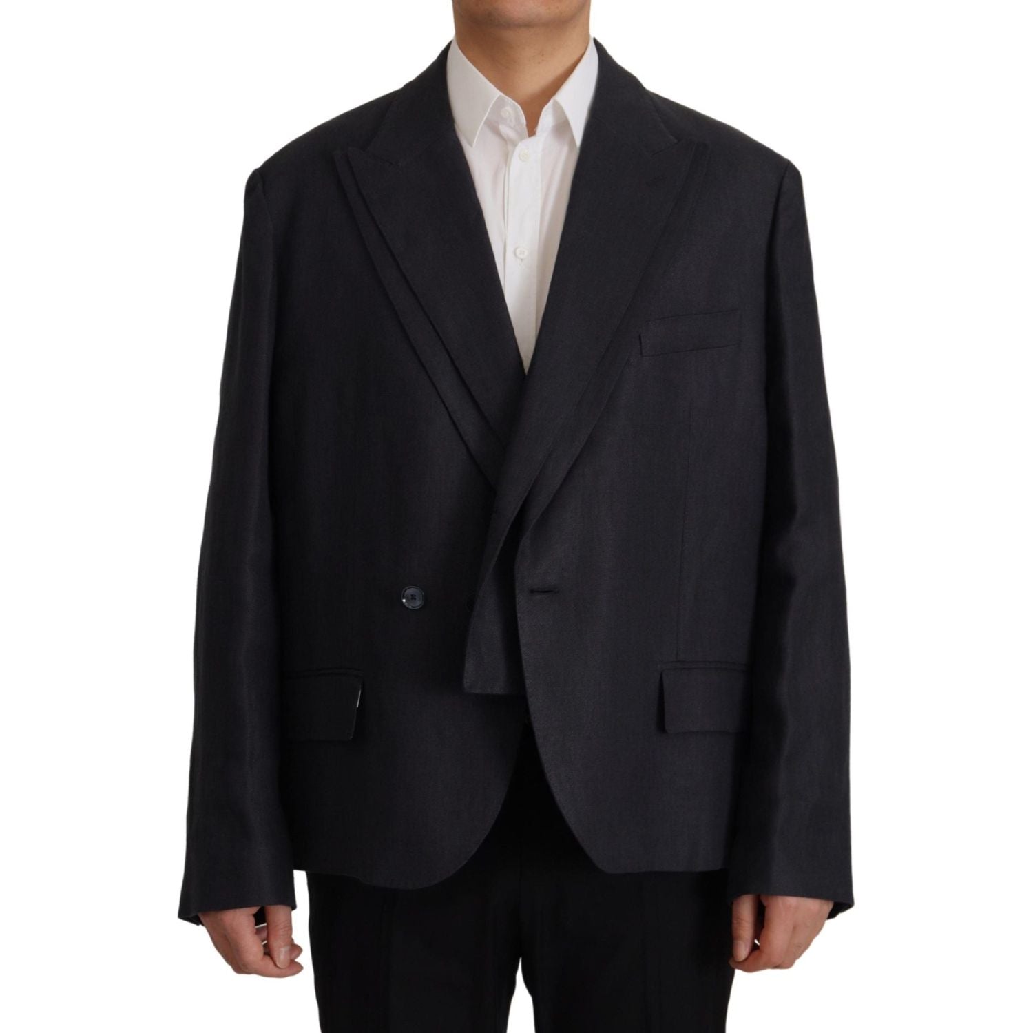 Dolce & Gabbana Blue Linen Formal Mens Blazer Jacket