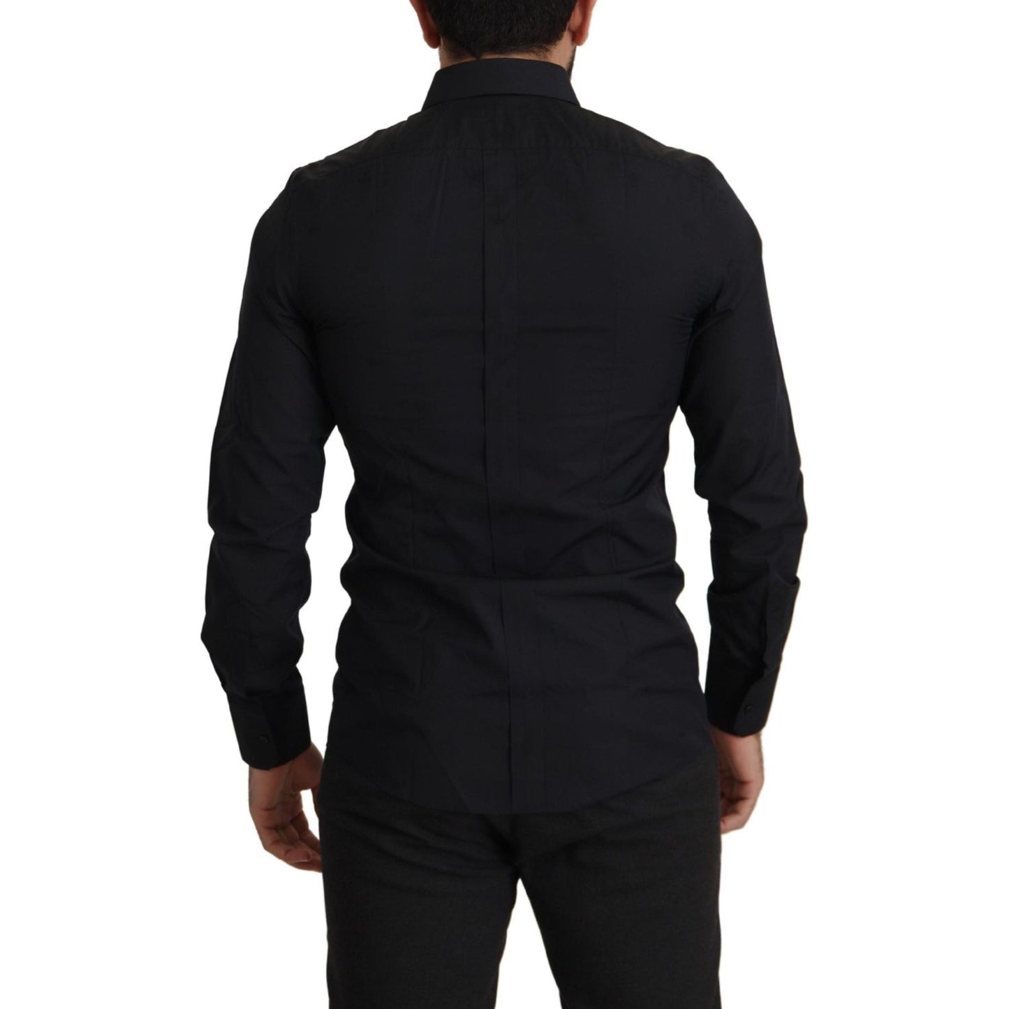 Dolce & Gabbana Black Cotton GOLD Slim Fit Dress Shirt