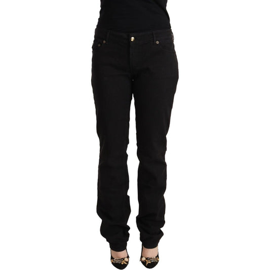 Just Cavalli Sleek Mid-Waist Slim Fit Black Jeans Just Cavalli Black