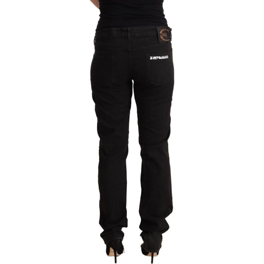 Just Cavalli Sleek Mid-Waist Slim Fit Black Jeans Just Cavalli Black