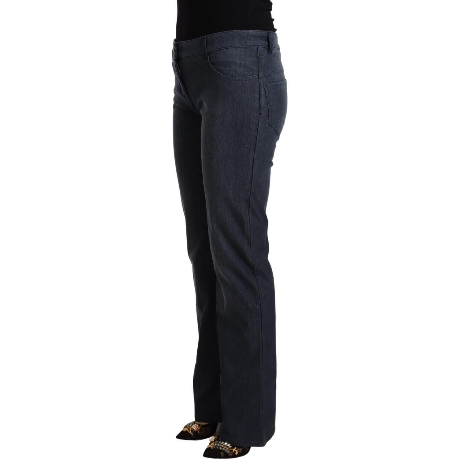 MARGHI LO' Dark Blue Cotton Straight Denim Jeans