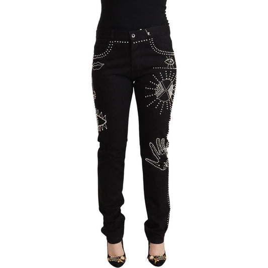 Valentino Embellished Black Mid-Waist Denim Valentino Black