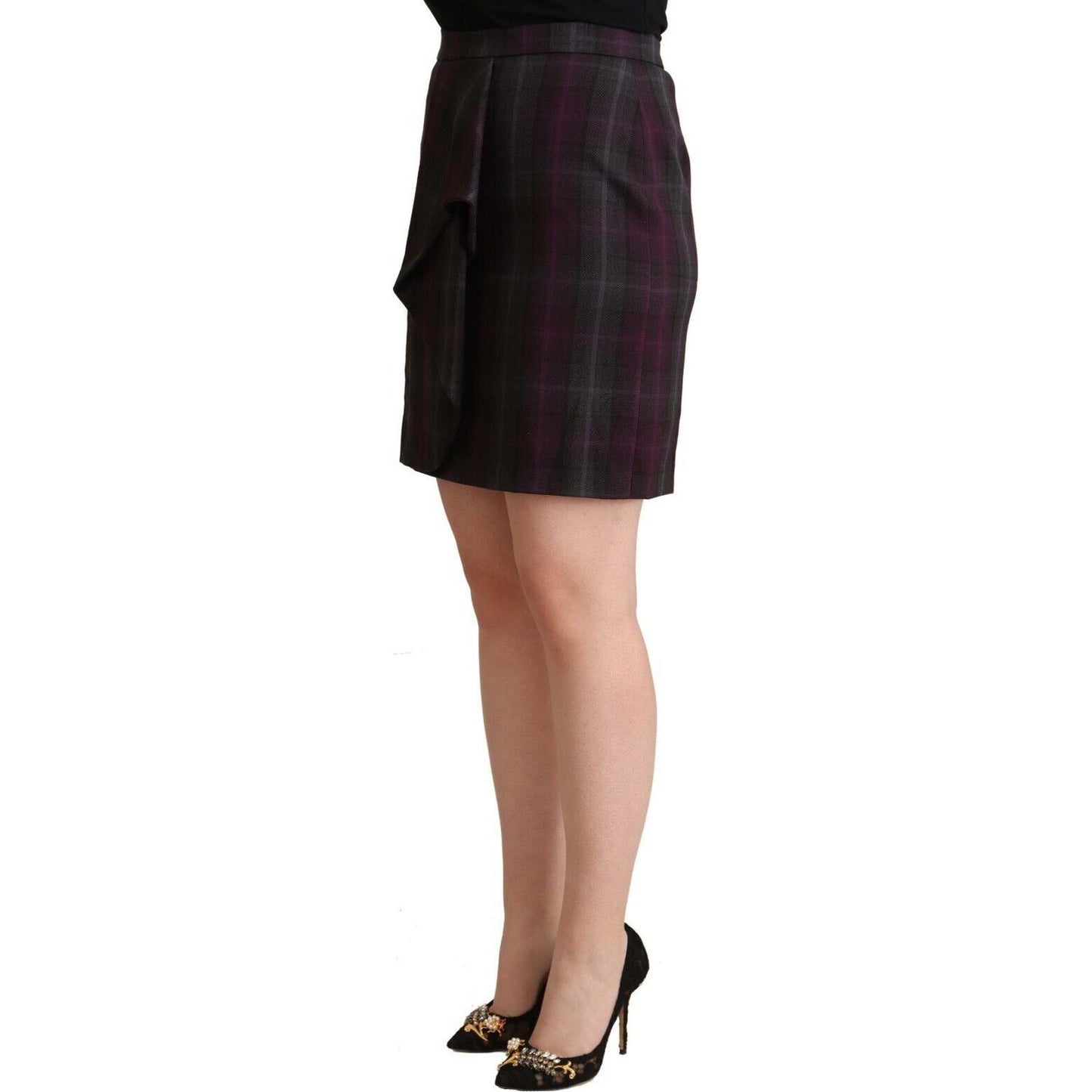 BENCIVENGA Elegant High Waisted Checkered Skirt BENCIVENGA Rosy Brown