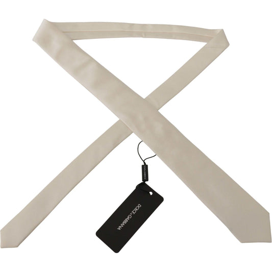Dolce & Gabbana Elegant White Silk Men's Tie Dolce & Gabbana Gray