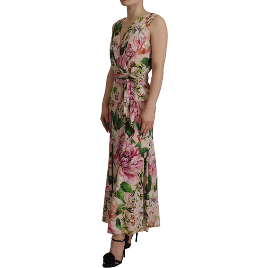 Dolce & Gabbana Elegant Floral Silk Wrap Dress Dolce & Gabbana Dim Gray