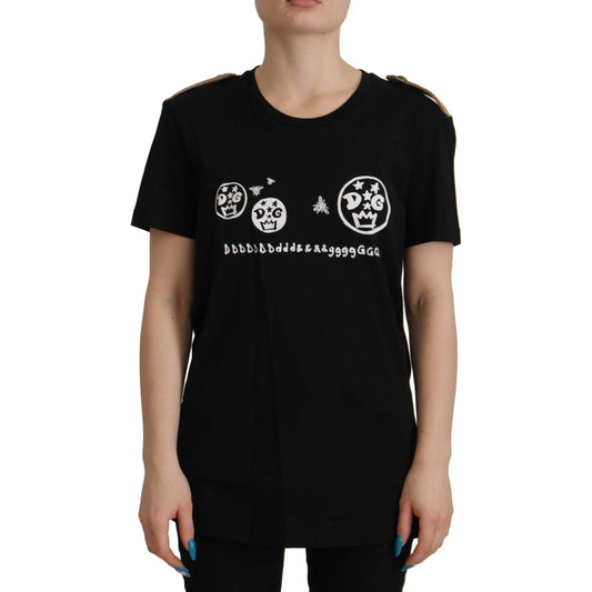 Dolce & Gabbana Chic Black Logo Cotton Tee for Women Dolce & Gabbana Rosy Brown
