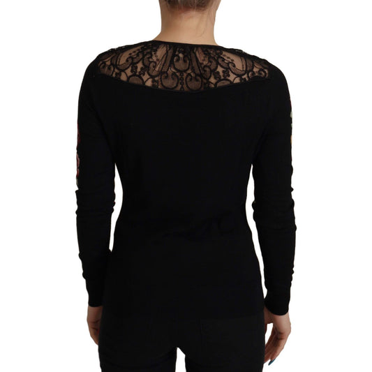 Dolce & Gabbana Embroidered Angel Cardigan Sweater Dolce & Gabbana Black