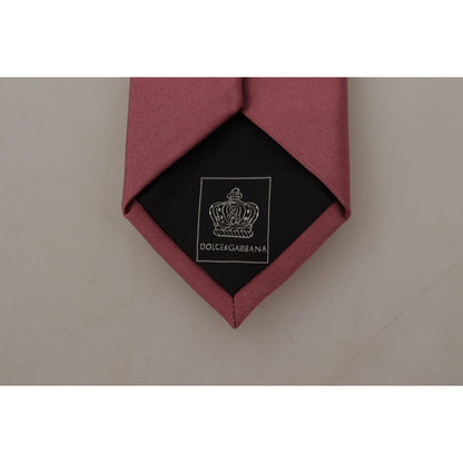 Dolce & Gabbana Pink Solid Print Silk Adjustable Necktie Accessory Tie