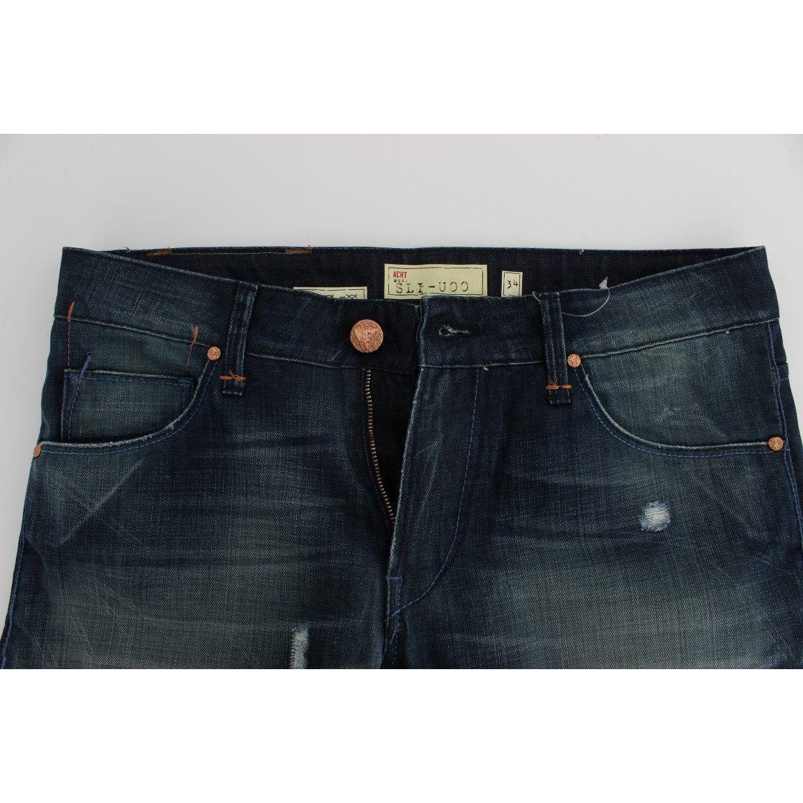 Acht بنطال جينز إيطالي أنيق بقصة ضيقة