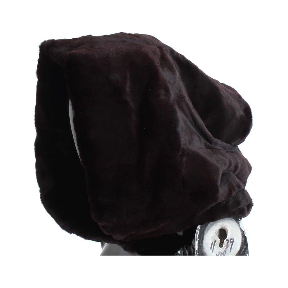 Dolce & Gabbana Purple Weasel Fur Crochet Hood Scarf Hat Hood Scarf