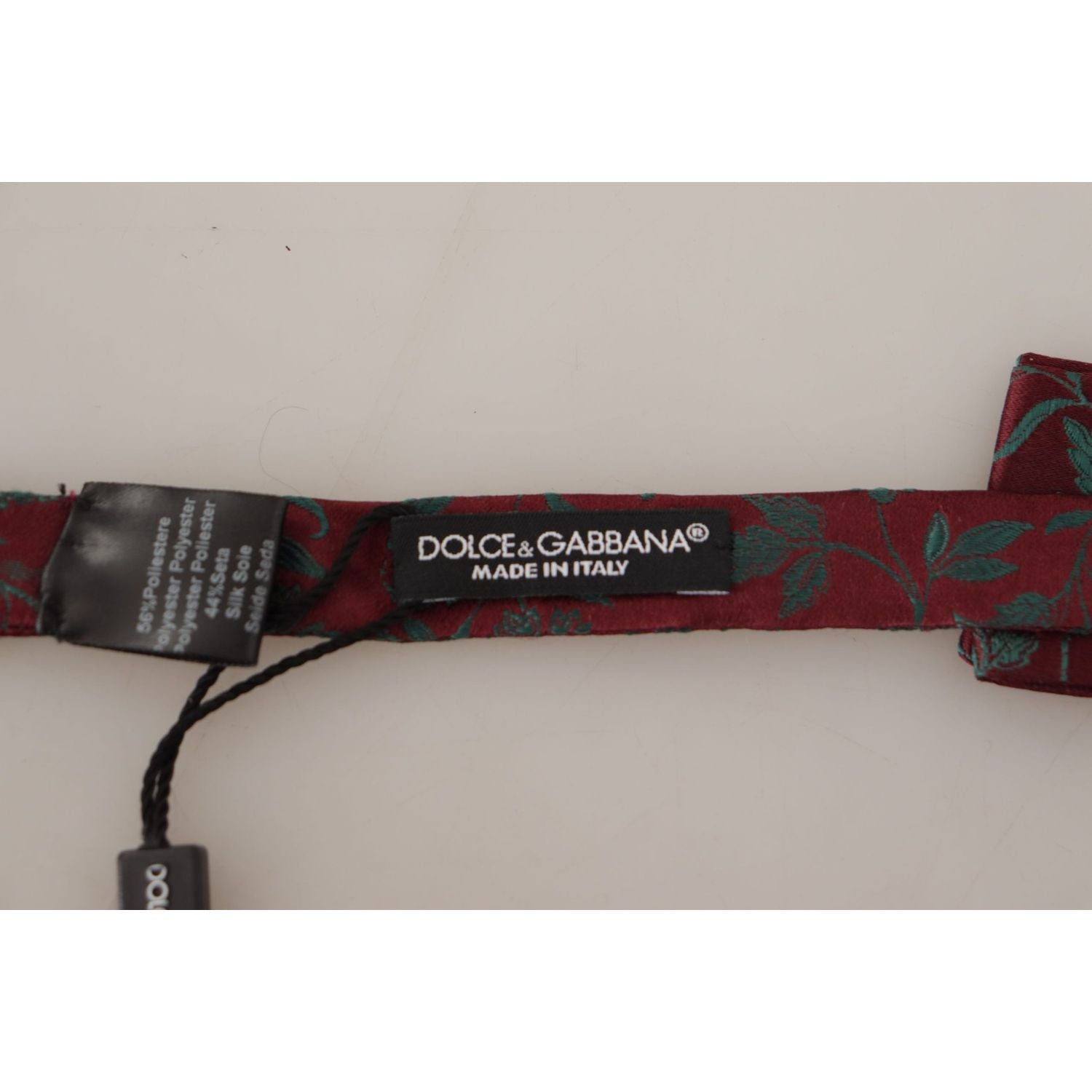 Dolce & Gabbana Maroon Pattern Adjustable Neck Papillon Bow Tie