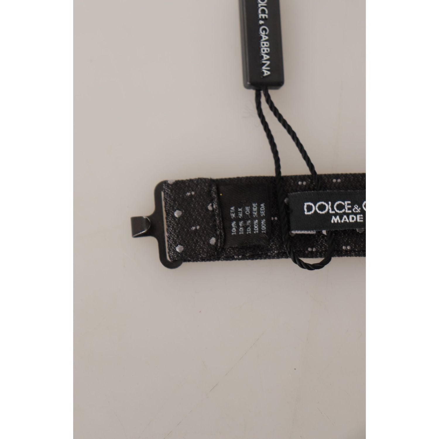 Dolce & Gabbana Gray Polka Dot 100% Silk Neck Papillon Tie