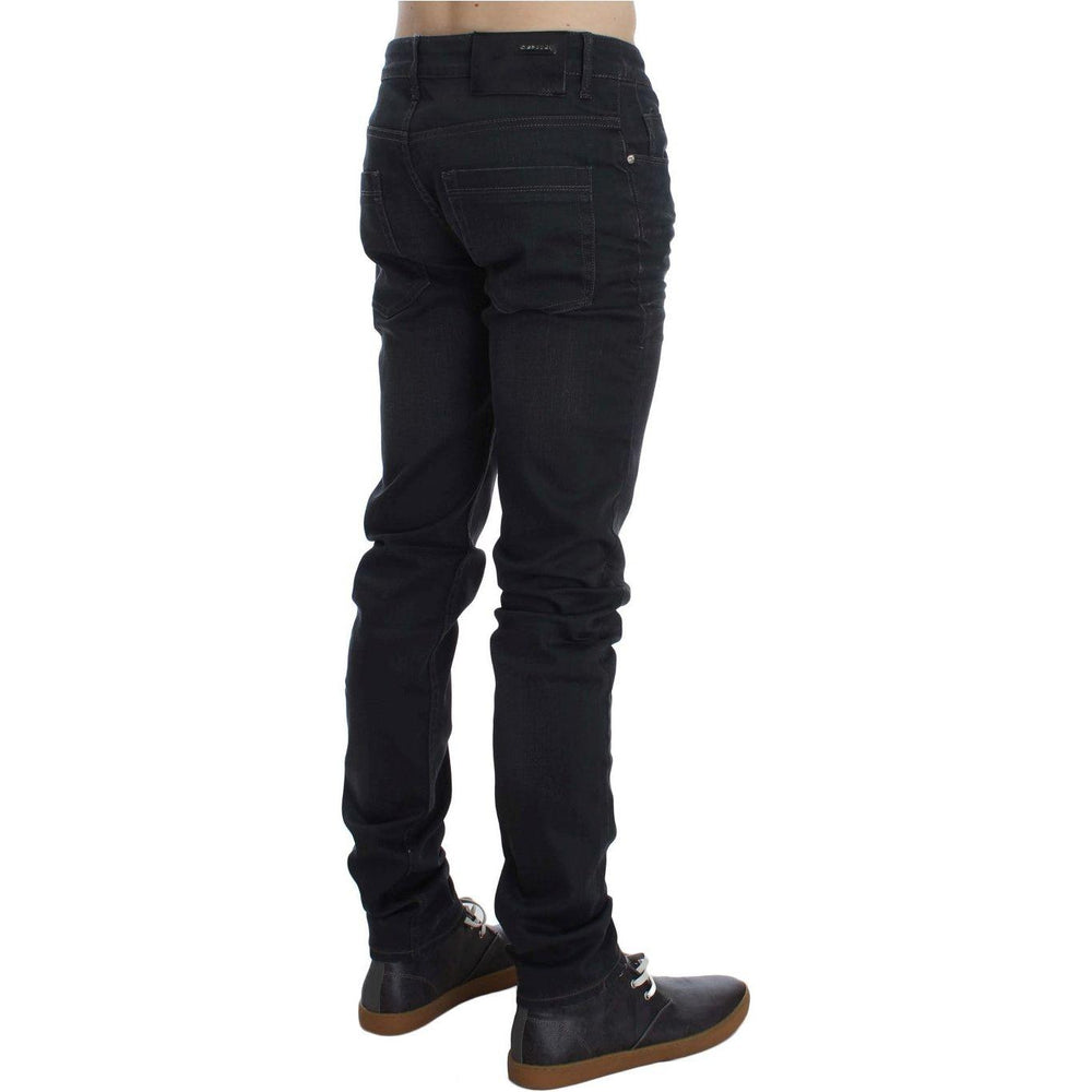 Acht Sleek Gray Slim Fit Men's Premium Denim Acht Black