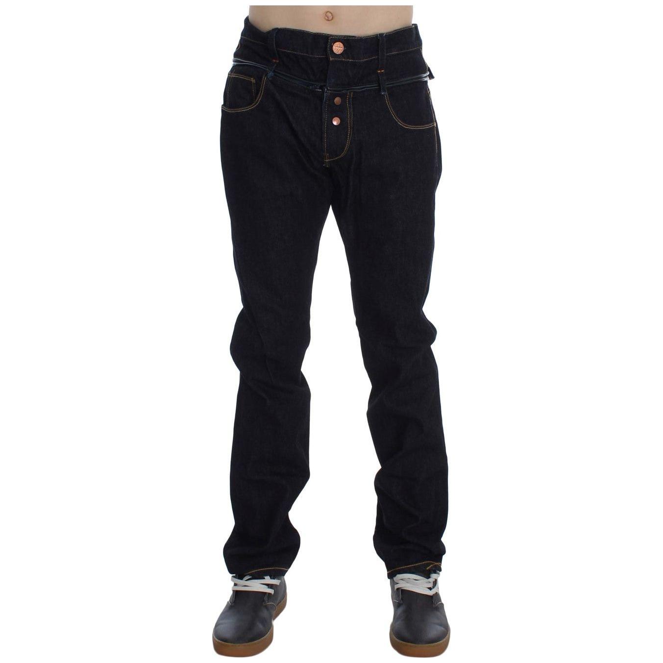 Acht Blue Cotton Regular Straight Fit Jeans Jeans & Pants