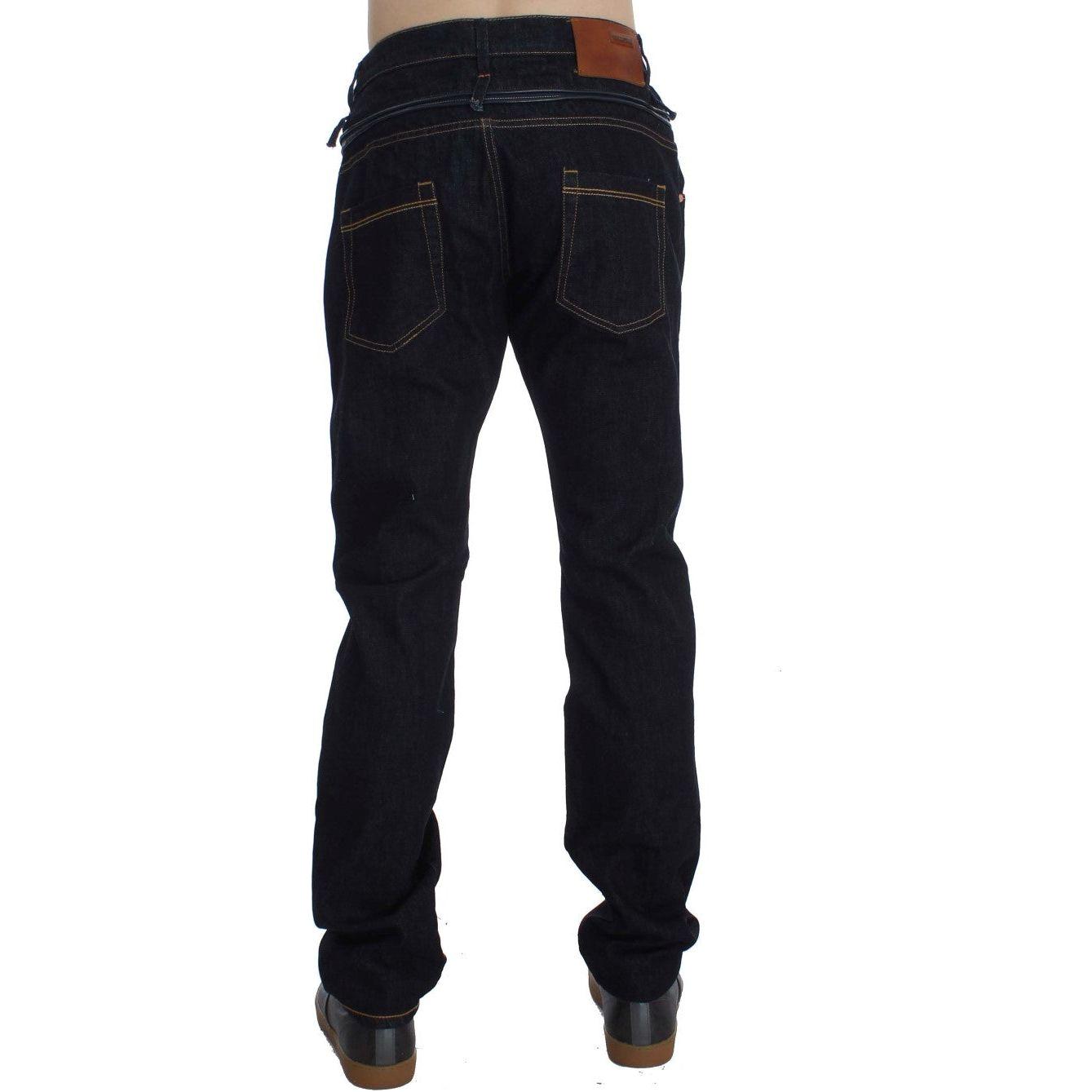 Acht Blue Cotton Regular Straight Fit Jeans Jeans & Pants