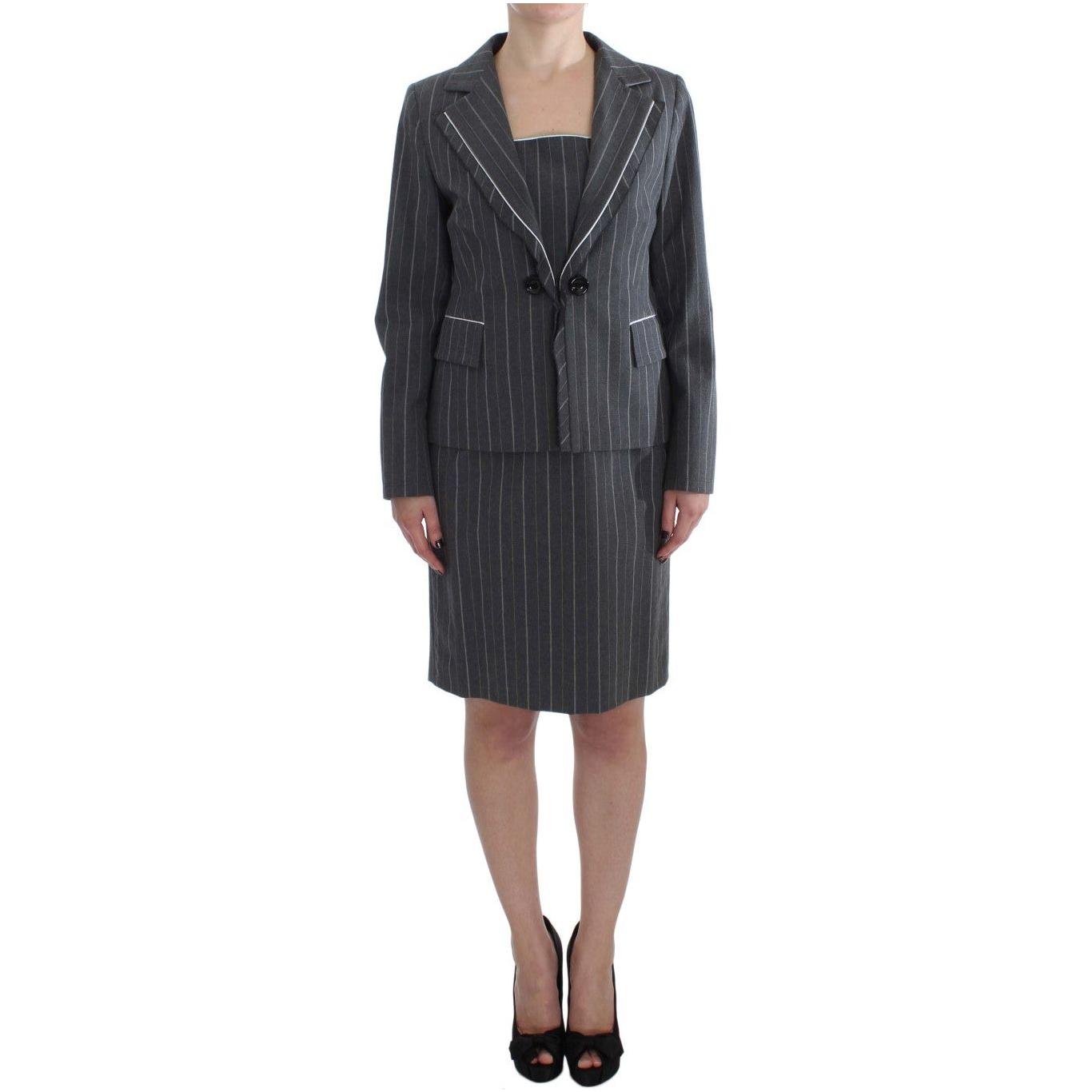 BENCIVENGA Gray Stretch Suit Sheath Dress & Blazer Set