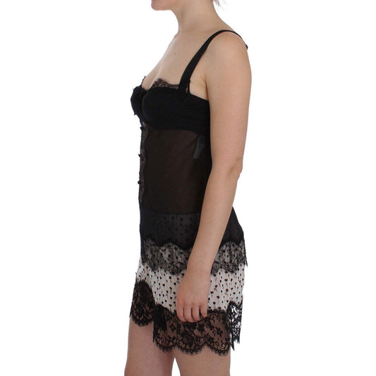 Dolce & Gabbana Elegant Silk Floral Lace Babydoll Chemise Dolce & Gabbana Rosy Brown