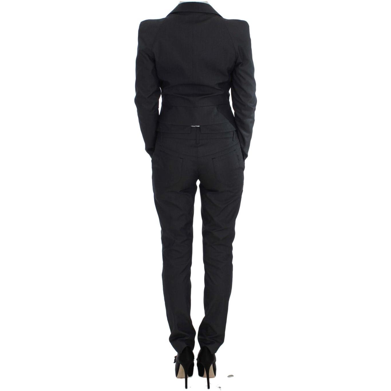 طقم بدلة بنطلون من مزيج القطن الرمادي من Exte Chic