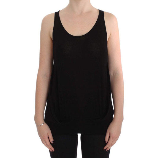PLEIN SUD Sleek Black Cami Blouse Tank Top PLEIN SUD Tan