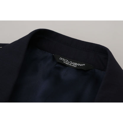 Dolce & Gabbana Blue Wool Single Breasted Coat Blazer