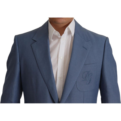Dolce & Gabbana Blue Single Breasted Logo Blazer Jacket
