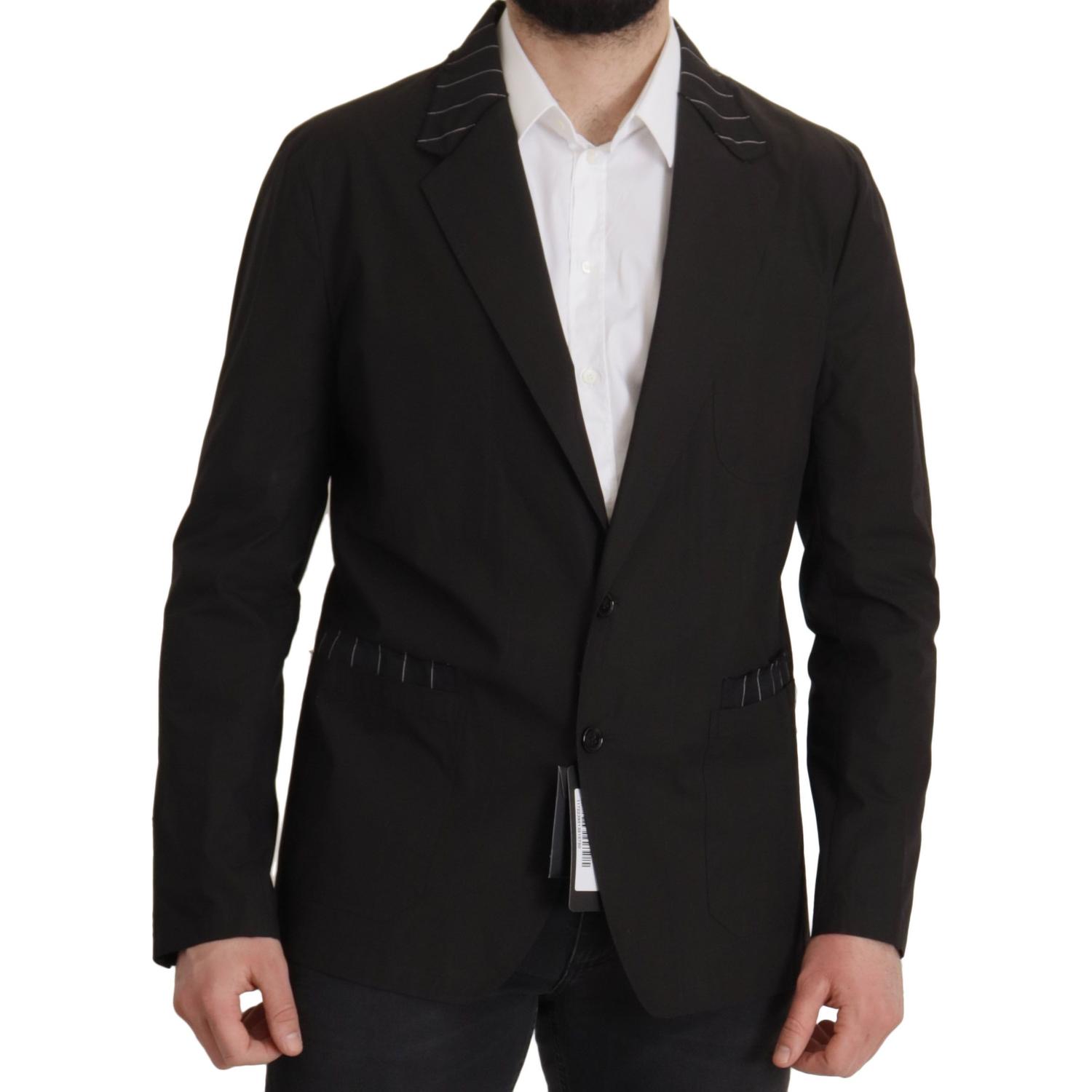 Dolce & Gabbana Black Cotton Single Breasted Blazer Jacket