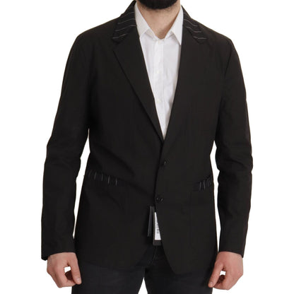 Dolce & Gabbana Black Cotton Single Breasted Blazer Jacket