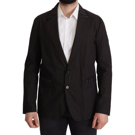 Dolce & Gabbana Black Cotton Single Breasted Blazer Jacket