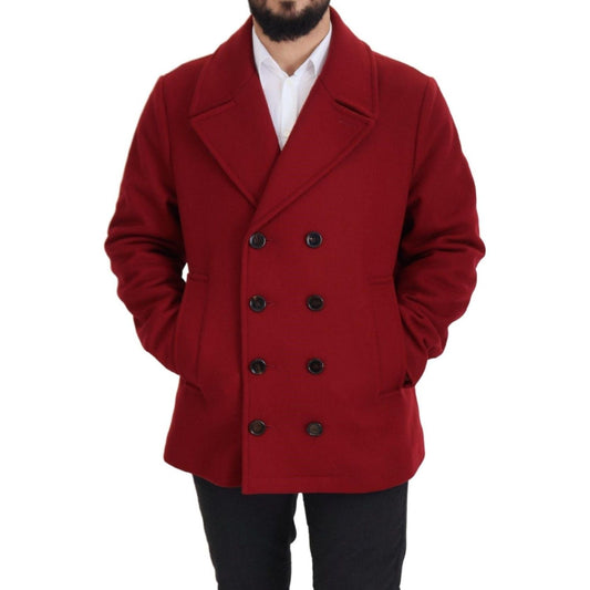 Dolce & Gabbana Elegant Red Double Breasted Wool Jacket Dolce & Gabbana Dark Red