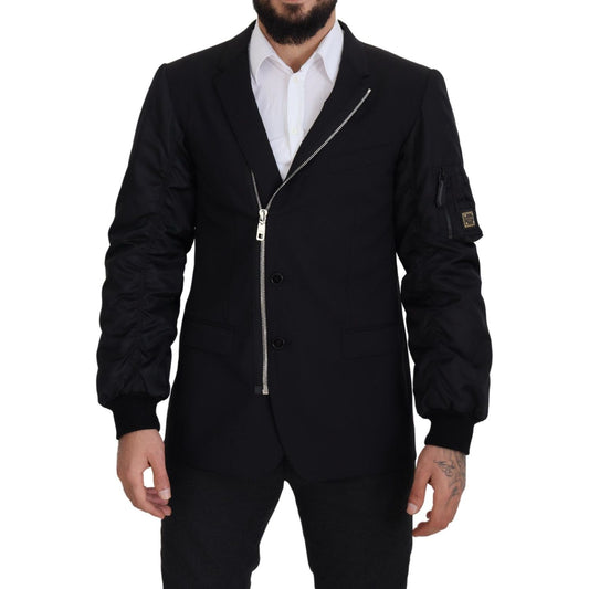 Dolce & Gabbana Elegant Black Virgin Wool Jacket Dolce & Gabbana Black