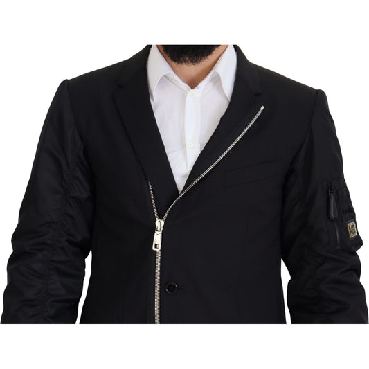 Dolce & Gabbana Elegant Black Virgin Wool Jacket Dolce & Gabbana Black