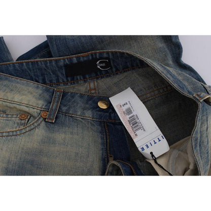 Cavalli Blue Wash Cotton Slim Fit Bootcut Jeans