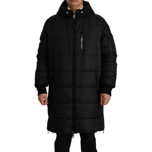 Dolce & Gabbana Elegant Black Hooded Parka Winter Jacket Dolce & Gabbana Black