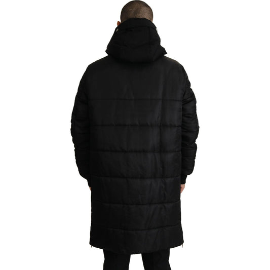 Dolce & Gabbana Elegant Black Hooded Parka Winter Jacket Dolce & Gabbana Black